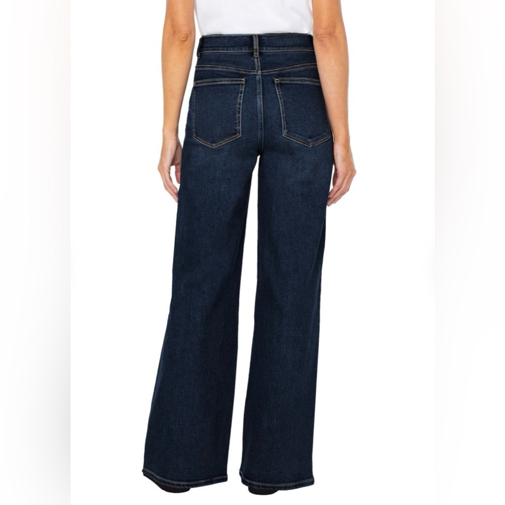 Well Worn Dark Blue High-Rise Wide Leg Jeans - Picture 3 of 9